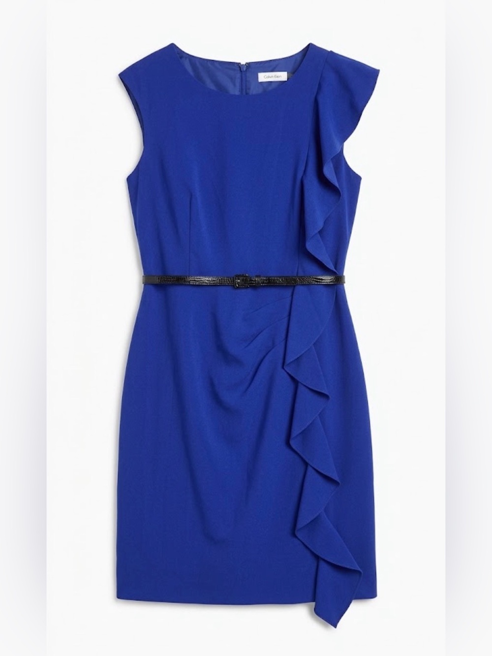Calvin Klein Blue Dress with Black Belt Sz 14